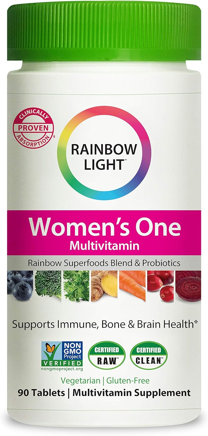 Rainbow Light Women’s One Multivitamin for Women with Vitamin C, Vitamin D, & Zinc for Immune Support, Clinically Proven Absorption of 7 Key Nutrients, Non-GMO, Vegetarian & Gluten Free, 90 Tablets: Health & Personal Care