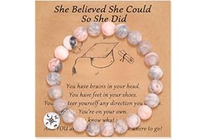 YELUWA Graduation Gifts for Him/Her 2024, College High School Graduation Gift 2024, Natural Stone Compass/Heart Bracelets for Senior Class of 2024 Women Men Girl with Wish Card Jewelry Gift Box