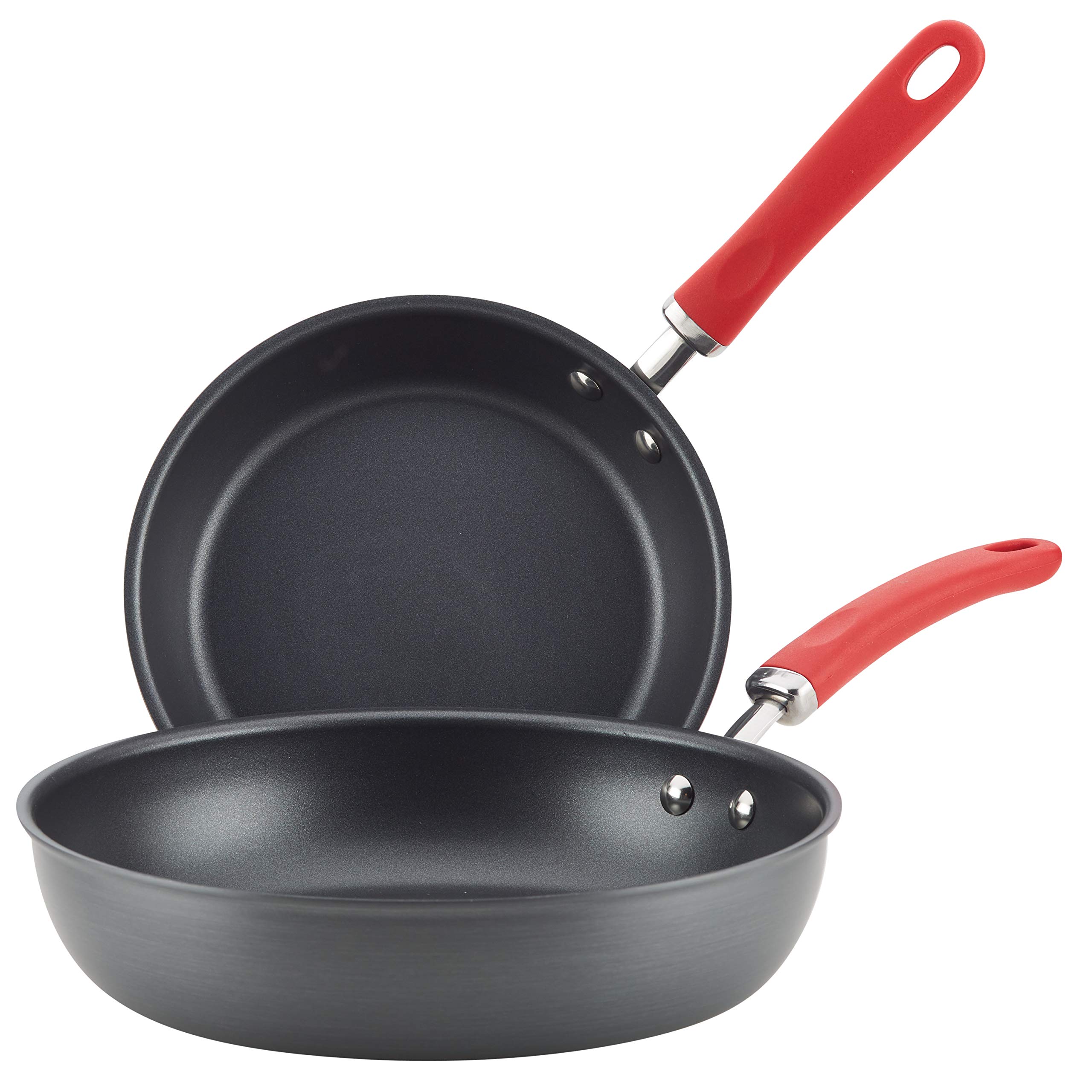 Rachael Ray Create Delicious Deep Hard Anodized Nonstick Frying Pan Set / Skillet Set - 9.5 Inch and 11.75 Inch, Gray Image