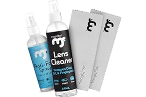 MagicFiber Anti Fog Cleaning Kit for Glasses, Swim Goggles, Snorkel Masks, Ski Goggles & More! (4pc) Eye Glasses Lens Cleaner Spray, Anti Fog Spray & Two Premium Magicfibers
