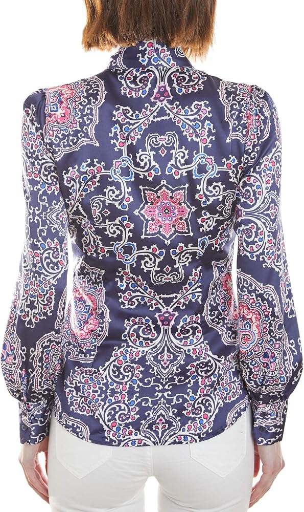 navy satin blouse uk