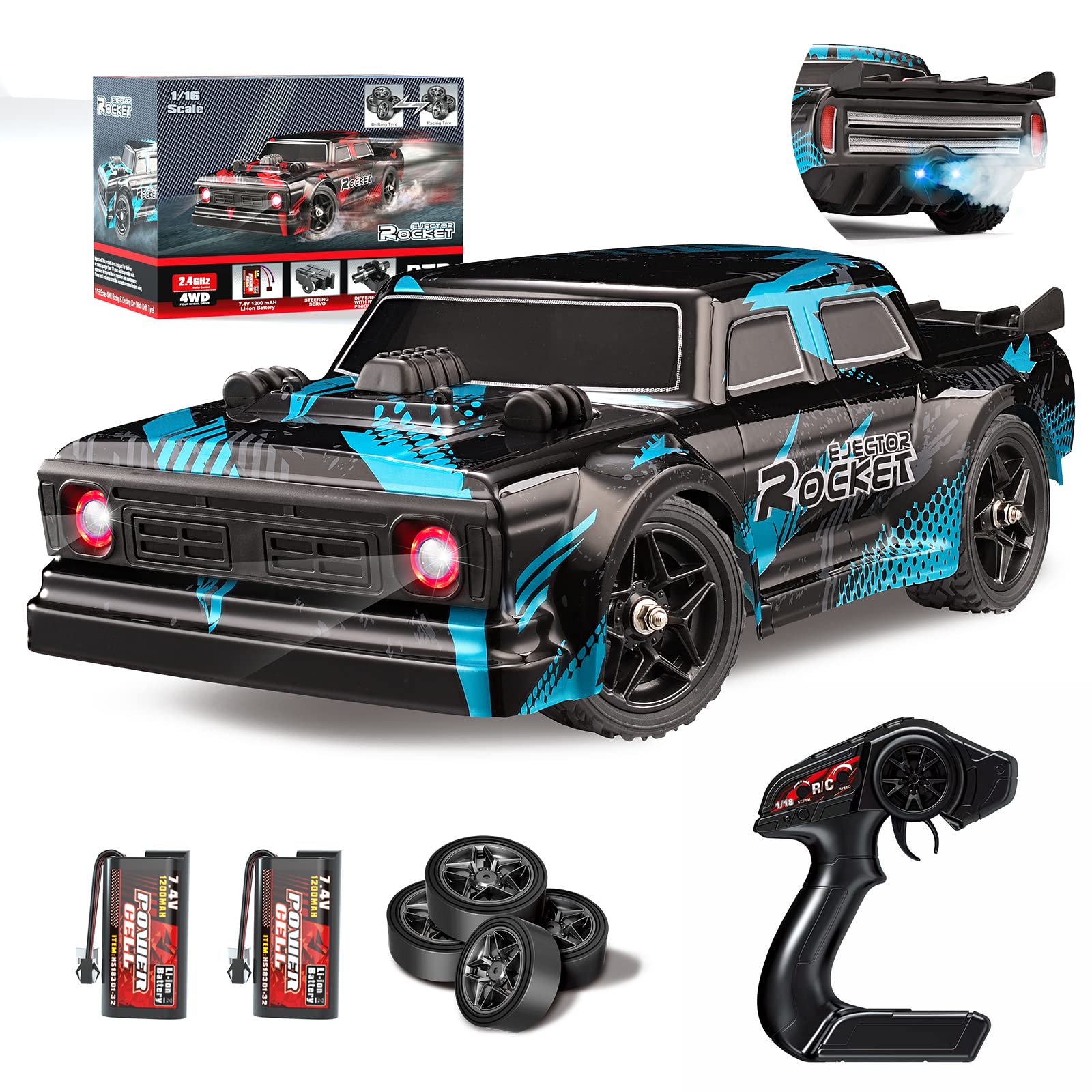 Photo 1 of ***STOCK PHOTO FOR REFERENCE ONLY***]
gastillo 1/16 Scale RC Drift Cars, 35KM/H High Speed Remote Control Car, 4WD & Light & Spray, 2 Batteries, 2.4Ghz RC Race Car for Adults and Kids