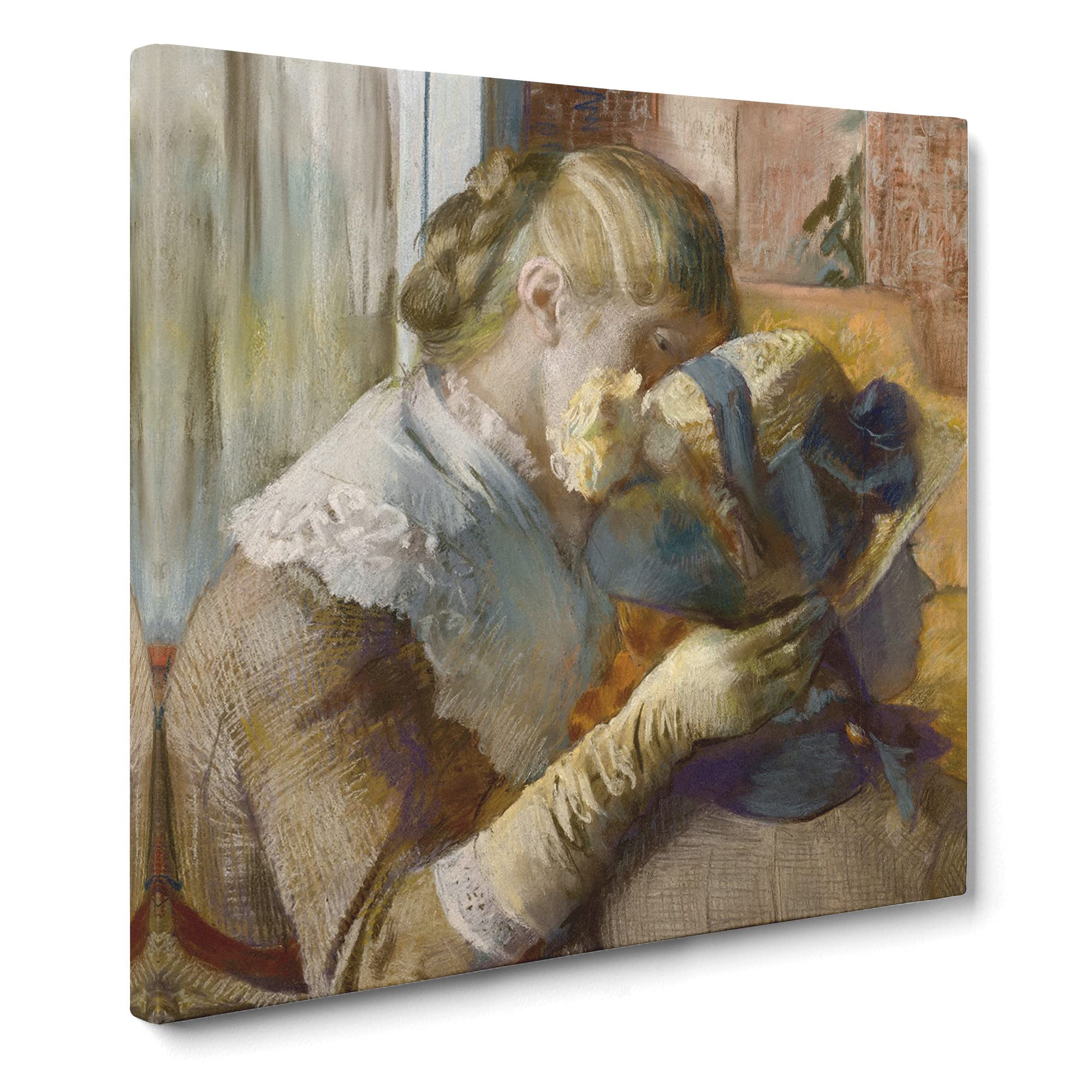 At The Milliners by Edgar Degas Canvas Print | Gallery Wrapped 30mm Frame Wall Art | 14x14 inches | Ready to Hang | Modern Picture | Living Room Bedroom Lounge Office