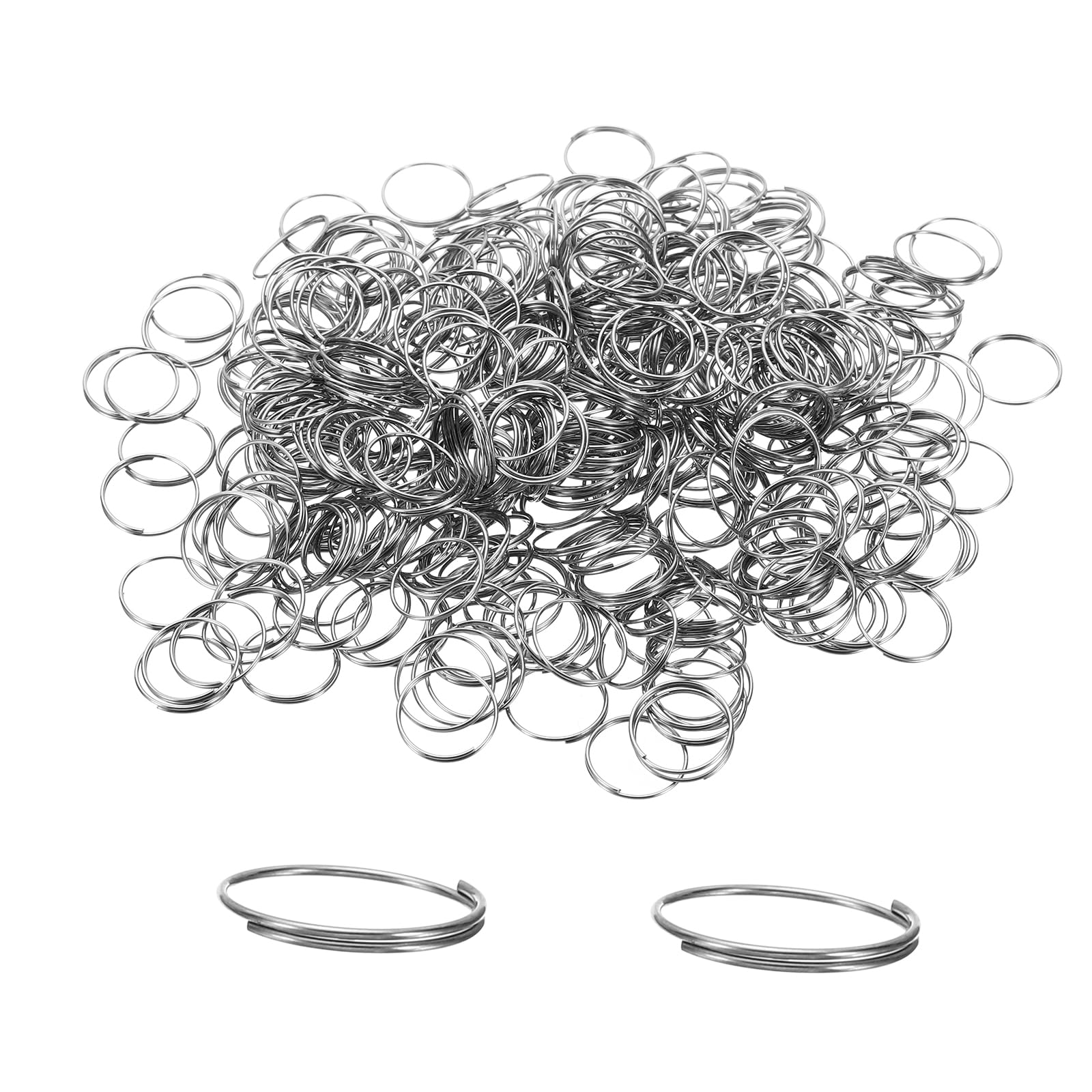 PATIKIL 12mm/0.47" OD Mini Split Rings, 800Pcs 304 Stainless Steel Round Edged Split Circular Ring Clips for Fastening Crystals Parts, Chandelier Replacements, Silver