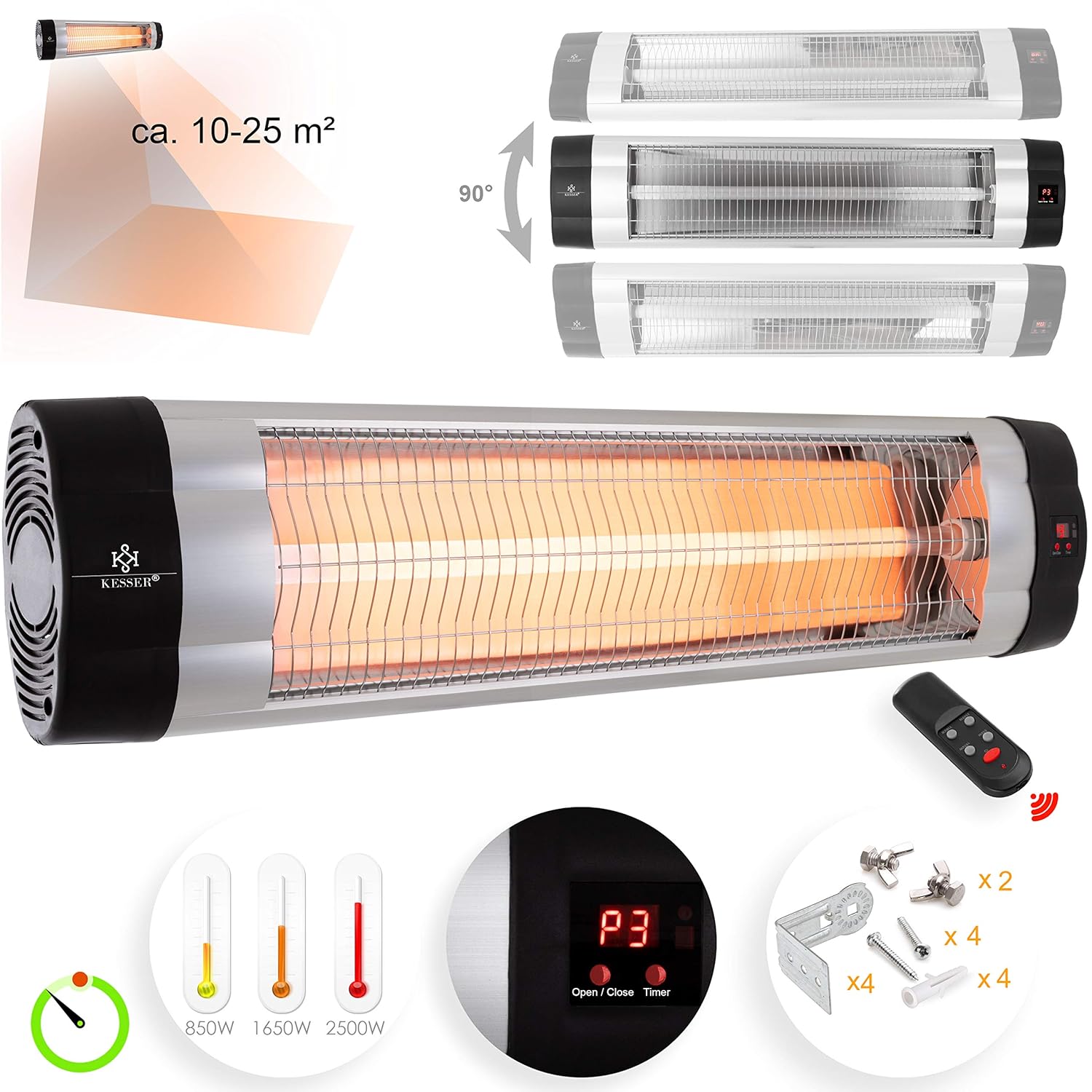 kesser infrarot heizstrahler 2500w