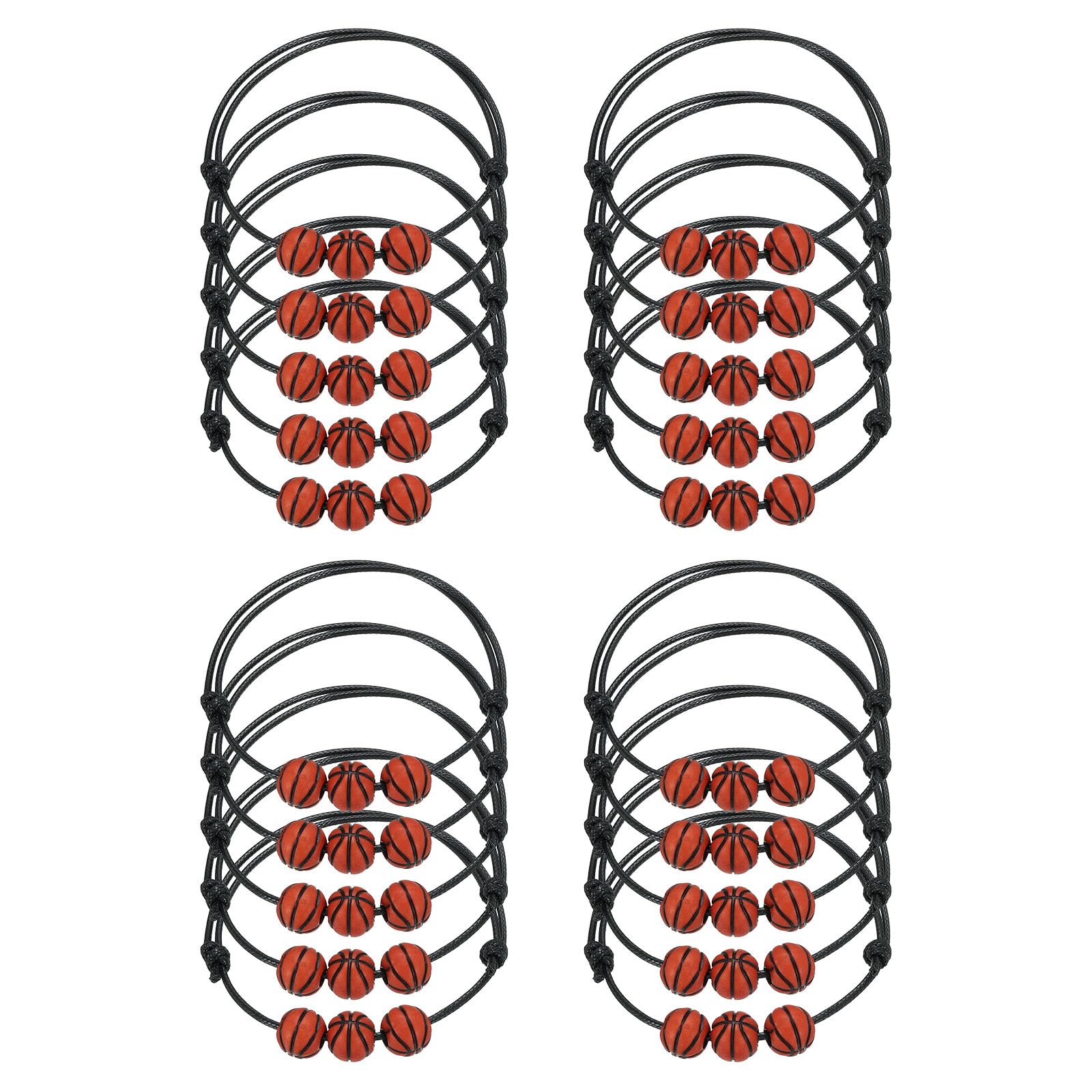PATIKIL Basketball Bracelets, 20 Pcs Basketball Gifts Adjustable Bracelet with Basketball Beads for Teenagers, Adults, Black Brown