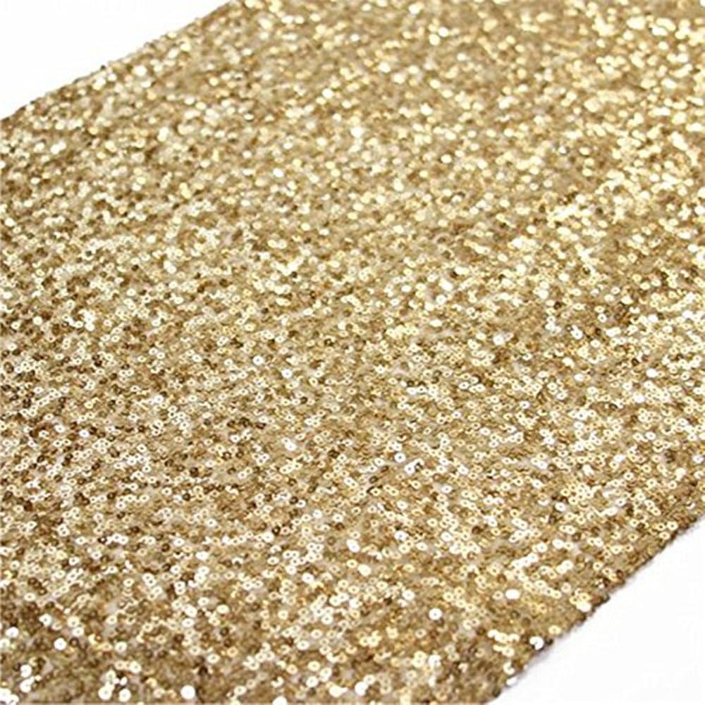TRLYC 12 by 108-Inch Elegant Rectangle Gold Sequin Wedding Table Runner Gold Glitz Table Linens: Home & Kitchen