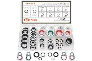 65 PCS 10 Sizes A/C System Compressor HNBR Gasket Seals Air Conditioning Compressor Port Seal Washer Kit, Gasket Bonded Seal 
