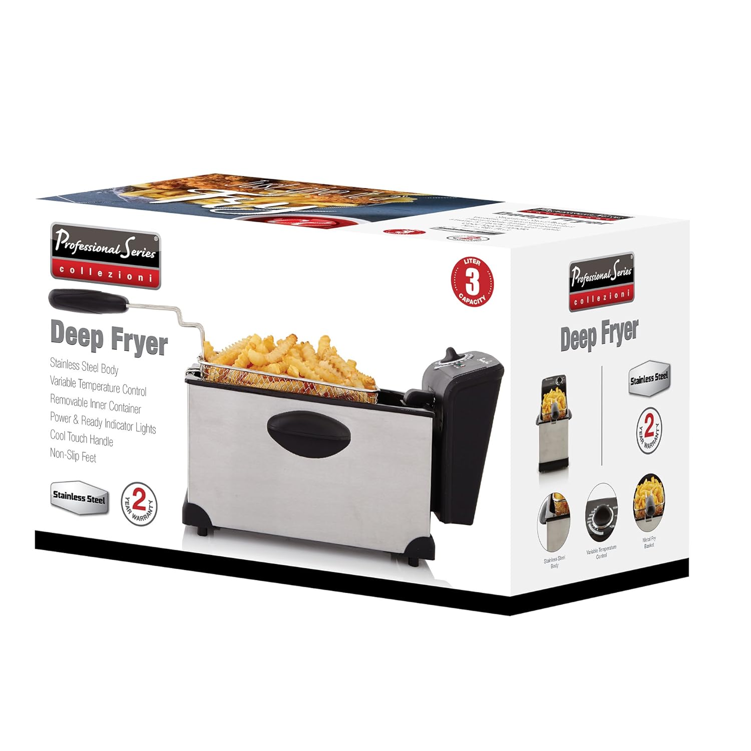 Amazon.com: Continental Electric PS75911 Electric Deep Fryer 3 Liter  Silver: Kitchen & Dining