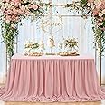Amazon.com: 14FT Chiffon Table Skirt Sheer Tablecloth for Wedding 1st ...