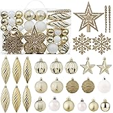 100ct Christmas Ball Ornaments Set - Assorted Shatterproof Hanging Tree Ornament Set with Reusable Hand-held Gift Package for Xmas Tree Holiday Party and Home Decor (Champagne)
