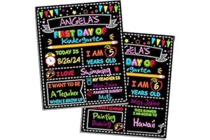 MELISHEER Double-Sided First Day of School Board, 12 × 10 Inches Back to School Sign, Reusable Color Painting Last Day of School Board, Washable Chalkboard Signs for First Day of School Kindergarten Pre-K