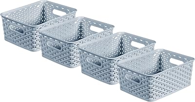 Curver My Style Small Rectangular Storage Basket 4L Blue Pack of 4