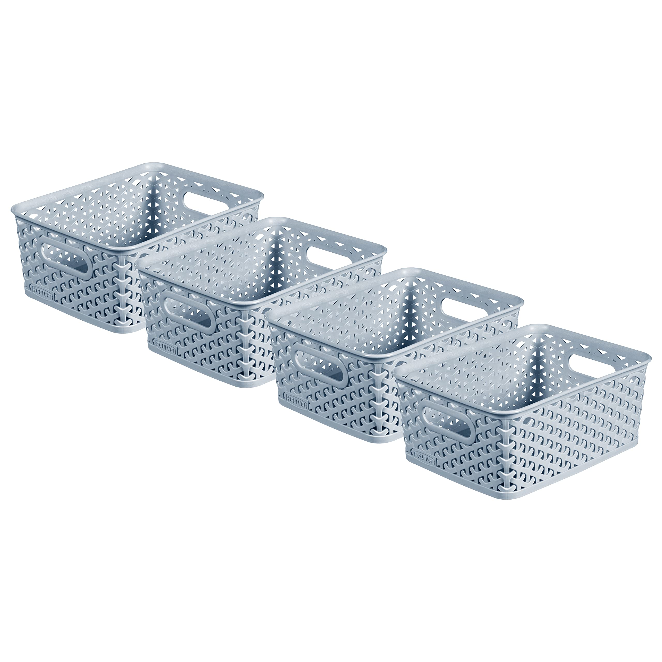 Curver My Style Small Rectangular Storage Basket 4L - Blue (Pack of 4), Lightweight