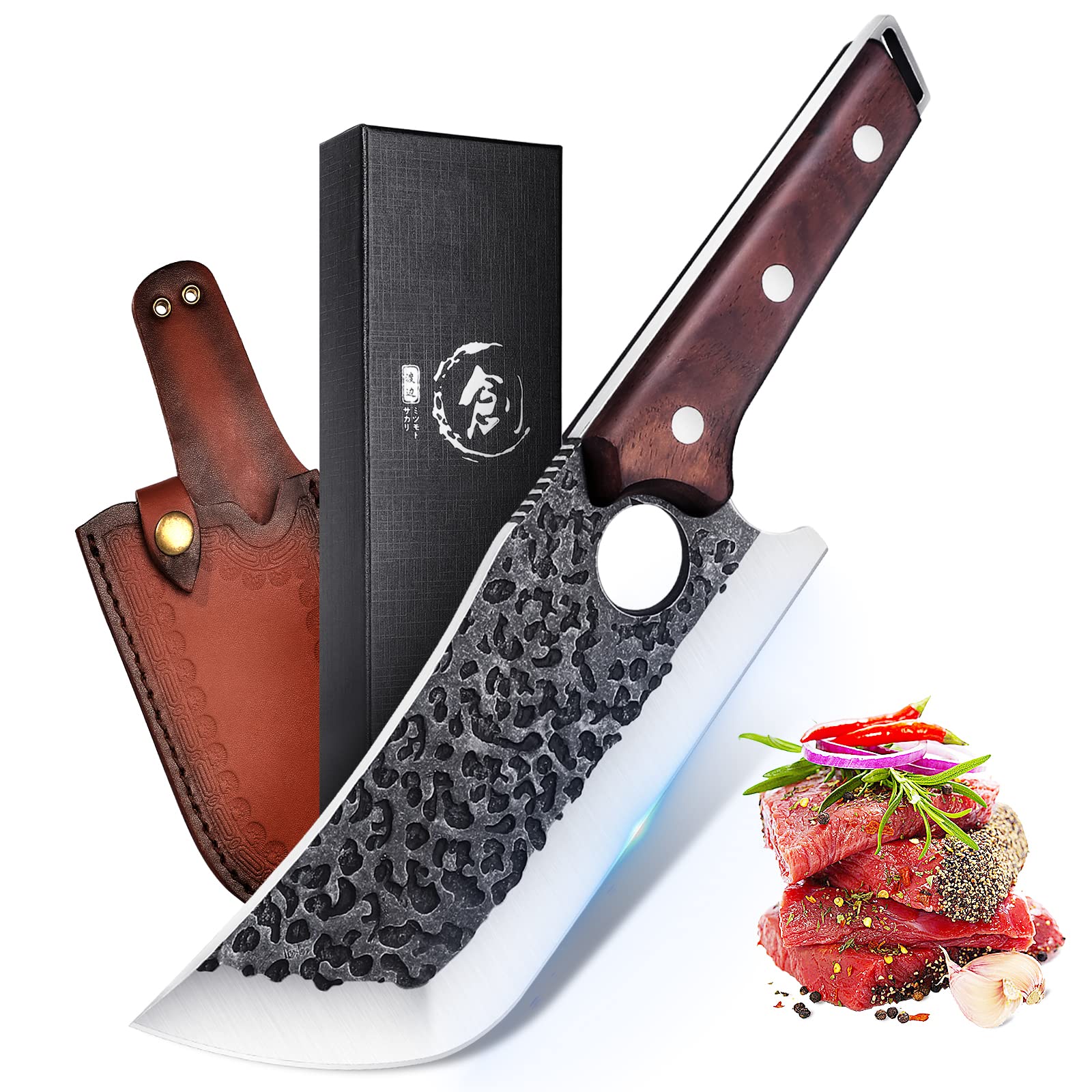 TOMBRO Meat Cleaver - 6.7" Heavy Duty Butcher