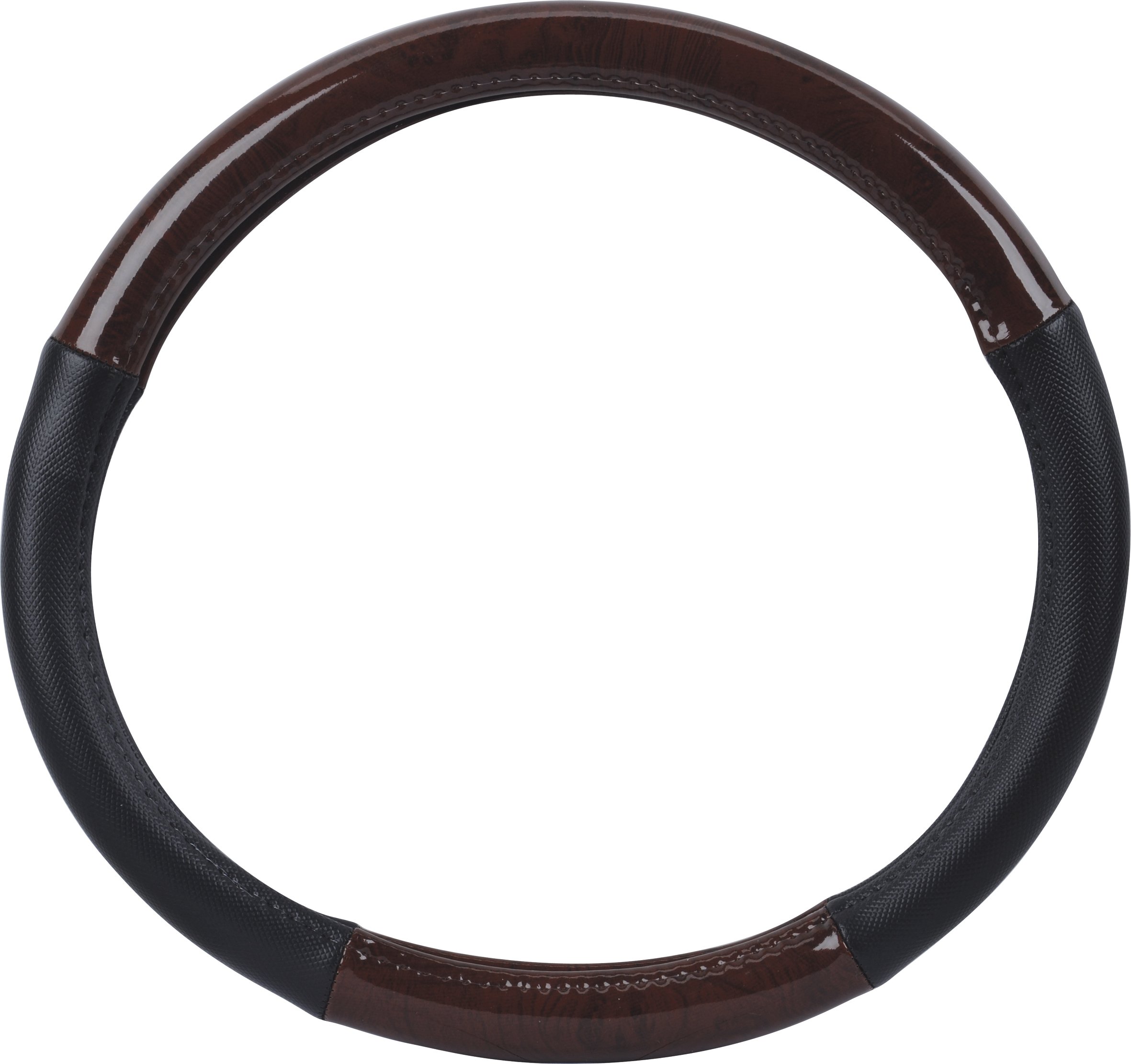 hr-imotion Design Steering Wheel Cover for wheels with a diameter from 37 - 39 cm (Wood/leather Look) [5 years warranty | Prevents slipping | Design in Germany] - 10811301