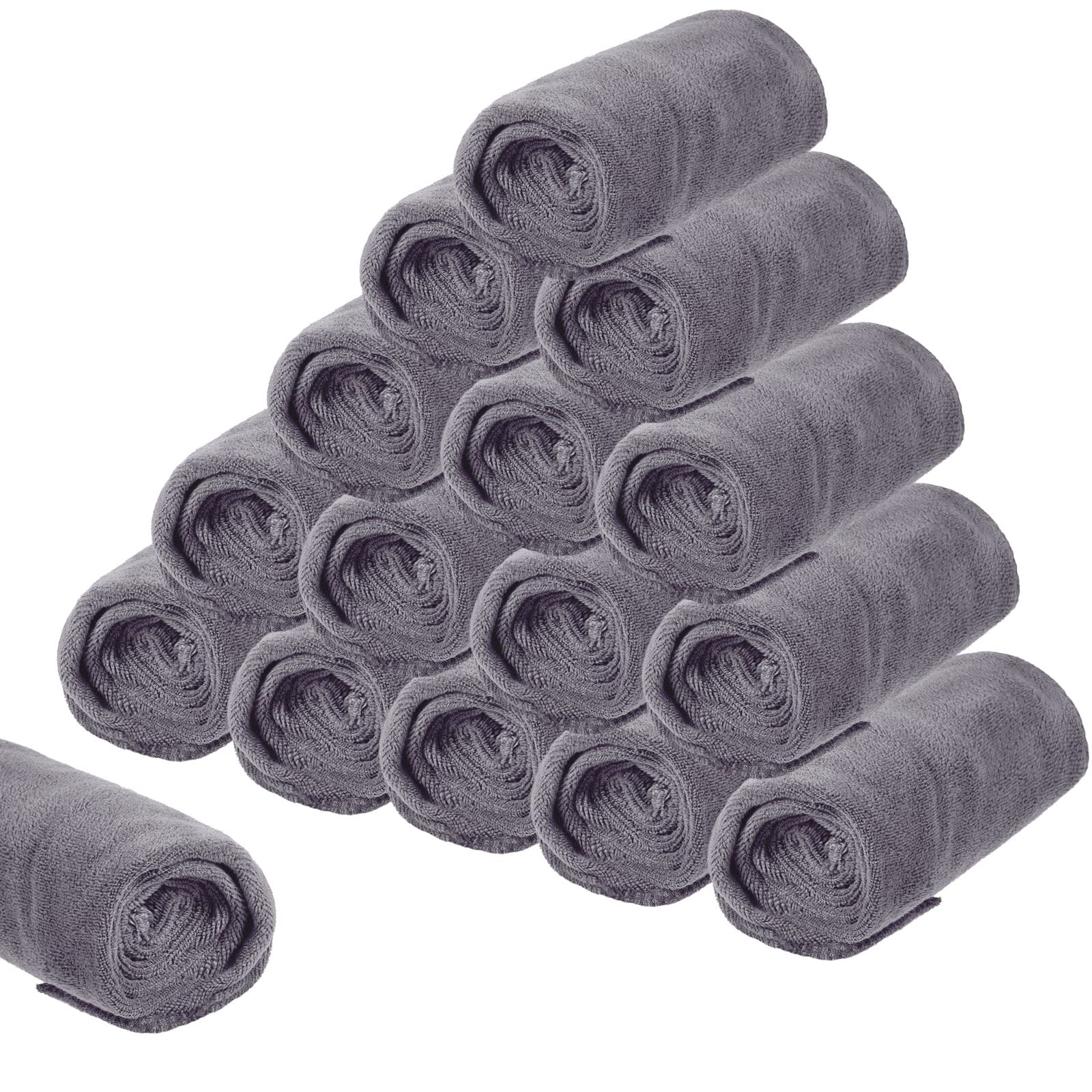 Tatuo 16 Pcs Drying Microfibre Hair Salon Towels 34 x 70 cm Quick Dry Absorbent Hand Towels for Bathroom Soft Hairdressing Cloths for Face Bath Gym Hotel Spa Men Woman Adults(Gray) — image 1