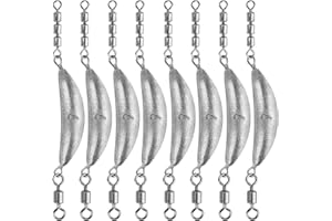 THKFISH Fishing Spin Sinker，Crescent Sinker with 3 Roller Swivels Fishing Sinker Drop Shot Weights Fishing Weights Kit Inline