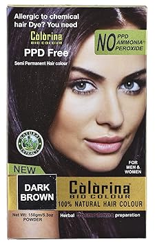 Colorina Bio Color 150gm(50gmX3), Dark Brown (Pure Natural Hair Color) | Allergy Free Herbal Hair Color | Can be used on Beard and Mustache