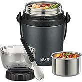 MAXSO Soup Thermo for Hot Food 32 OZ Lunch Container for Adults Vacuum Insulated Stainless Steel Tritan Food Jar Leakproof Wide Mouth Bento Box with Spoon - Grey