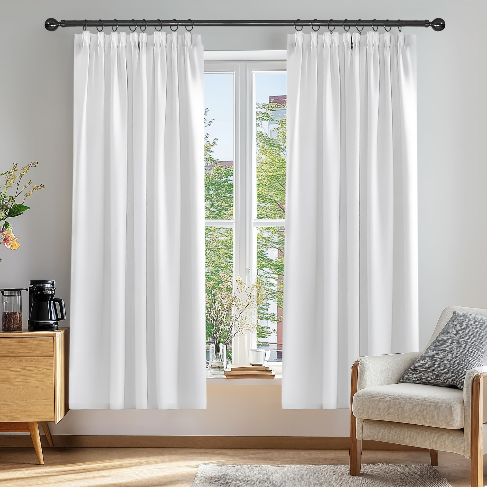 Deconovo Super Soft Curtains Pencil Pleat Thermal Pleat Room Darkening for Children 66 x 72 Inch Silver Grey 1 Pair โ image 1