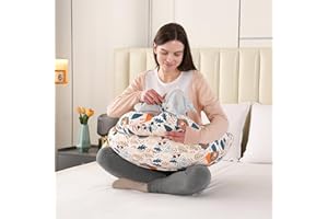 BABYLIAN Nursing Pillow for Breastfeeding,Ergonomic Baby Feeding Pillows with Removable Washable Cotton Slipcover, Adjustable Waist Strap,Plus Size,More Support for Mom and Baby(Lion)