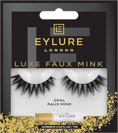 Eylure Luxe Faux Mink Opal False Lashes Black Reusable 10 Wears + Latex Free