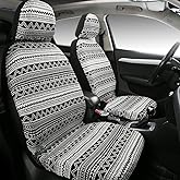 PONYJOYUP Baja Saddle Blanket Car Seat Covers 4PCS Front, Breathable Washable Striped Woven Automotive Vehicle Seat Cover, Universal Boho Seat Cover for Sedan, SUV, Truck, Airbag Compatible