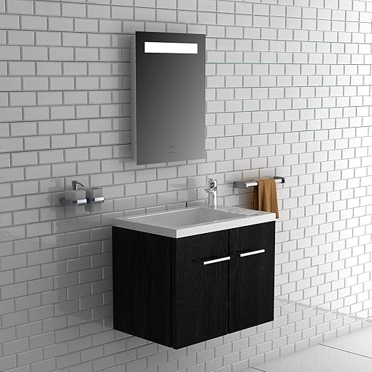 Alpenberger Komplett Badmobel Set 50 X 33 Cm Waschbecken Mit Integriertem Uberlauf Aus Mineralguss Unterschrank Mit Softclose Funktion Spiegel Mit Led Beleuchtung Und Touch Schalter Schwarz Amazon De Baumarkt
