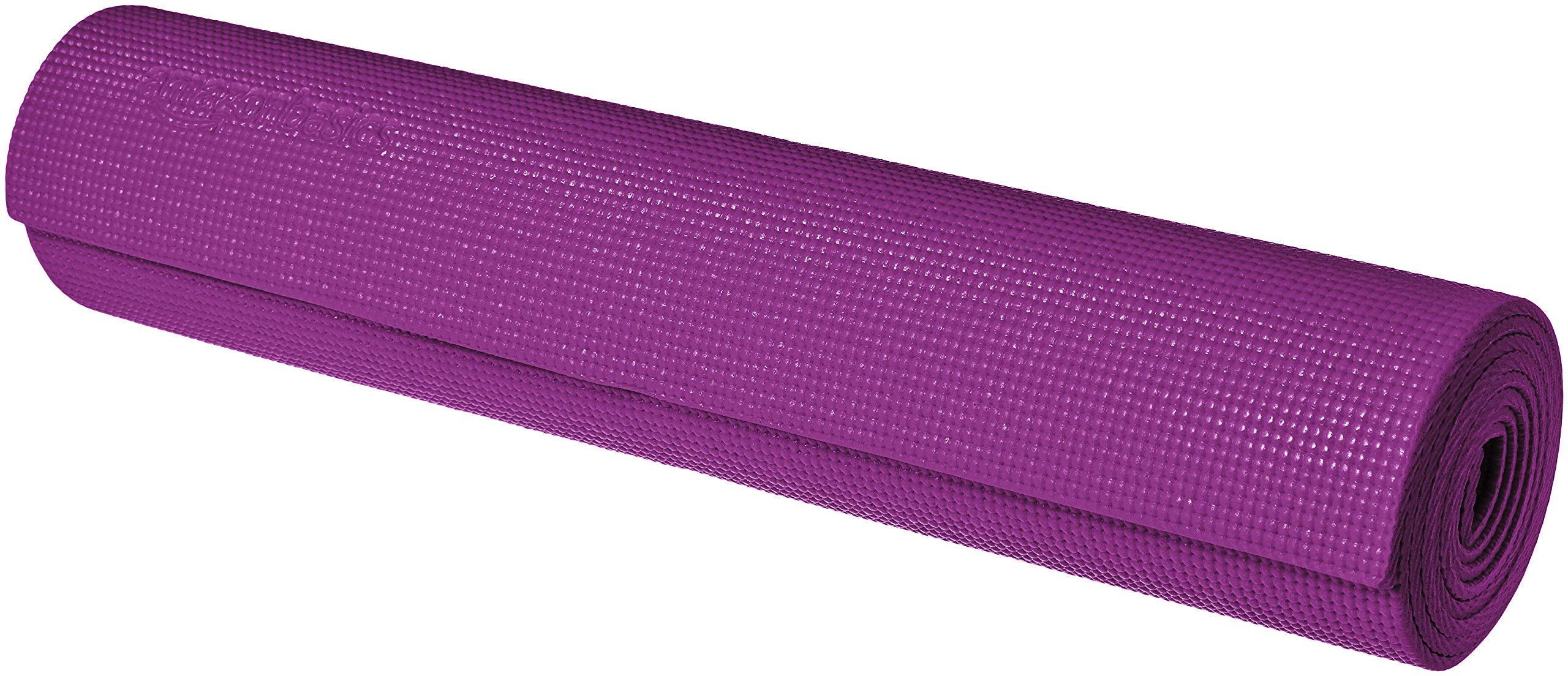 AmazonBasics Yoga & Exercise Mat with Carrying Strap, 1/4", Purple