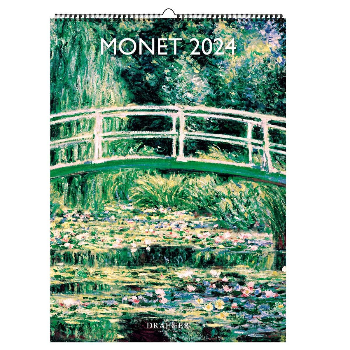 DRAEGER PARIS Monet Decorative Wall Calendar 2024 Hanging 29 x 39 cm 16 Months Sept-23 to Dec 24 7 Languages Office Home Monthly Calendar Decoration Organization FSC® Certified Paper