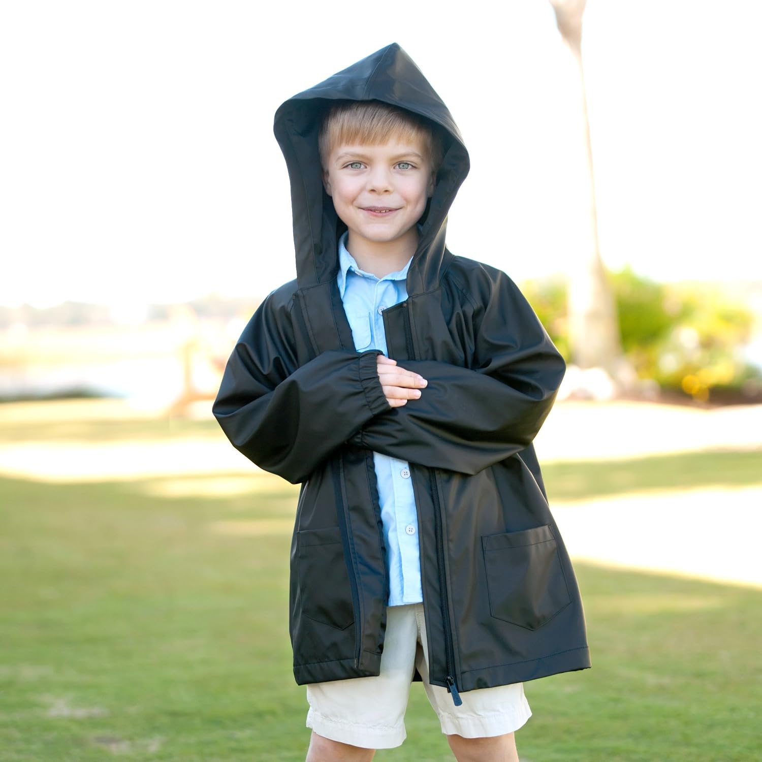 VIV \u0026 LOU Solid Color Kids Rain Jacket 