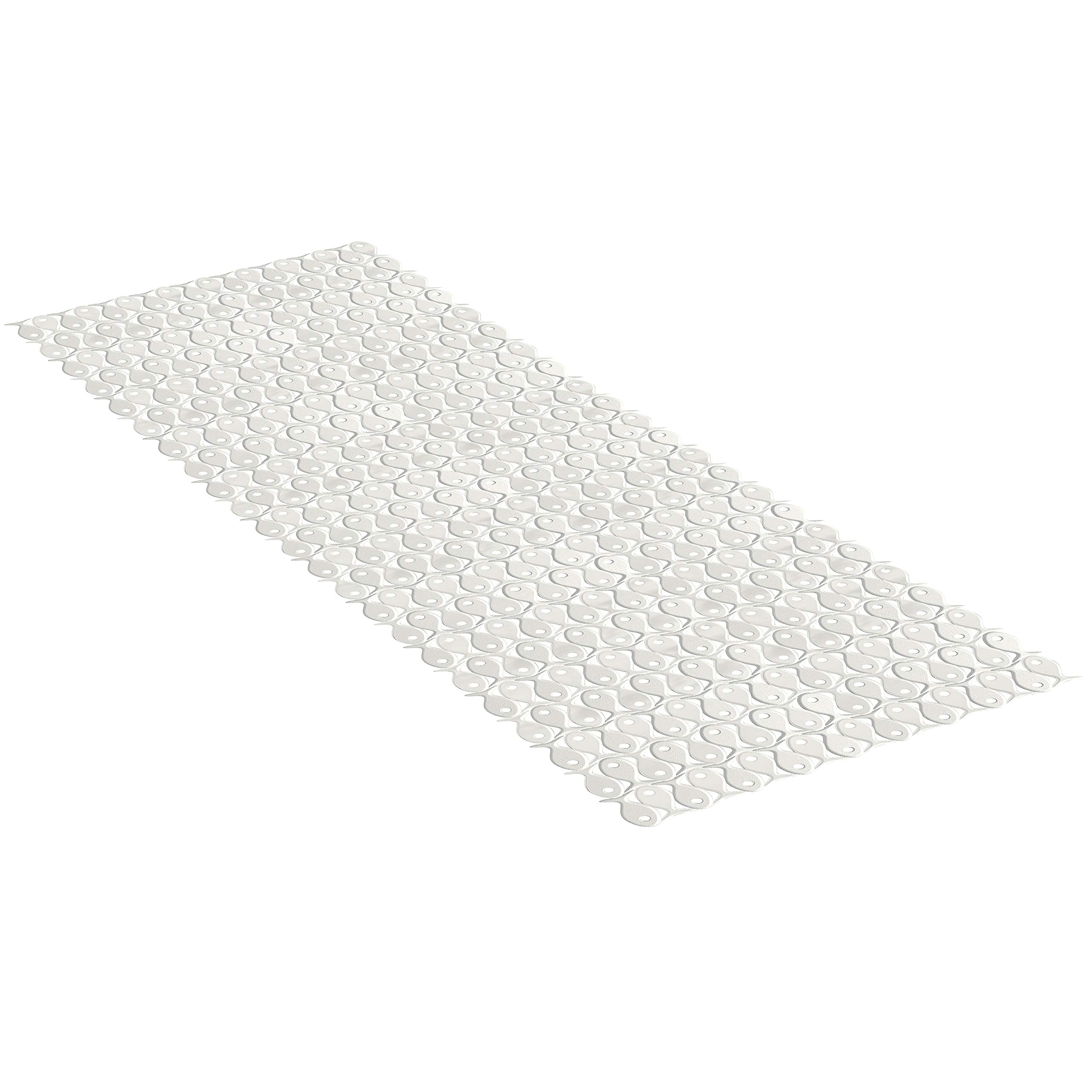TATAY Bath Mat, Non-slip, PVC with Suction Cups, Resistant to Mold and Microbes, Anti-Bacterial, Pisces Design, Pergamon White. Measures 97 x 36 cm