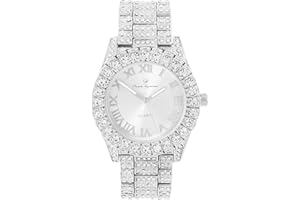 Charles Raymond Women's Big Rocks Bezel Colored Dial with Roman Numerals Fully Iced Out Watch - ST10327LA