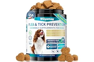 Woyamay Flea and Tick Prevention for Dogs Chewables, 200 Soft Treats, Natural Dog Flea and Tick Treatment, Oral Flea Chews for Dogs Supplement, Flea and Tick Chews for Dogs Puppies, All Breeds & Sizes