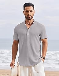 COOFANDY Men's Casual Henley Shirt Short Sleeve