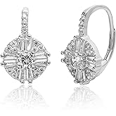 MIA SARINE Women's Earrings - 925 Sterling Silver Brilliant Crystal Cluster Drop Dangle Earrings