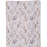 ainori Cute Bunny Blanket - Adorable Rabbit Pastel Lavender Floral Fleece Throw,Gifts for Kids Girls, Soft & Warm,Lightweight, for Modern Rustic Decor, Animal Lovers, and Room Home Accents 50x60in