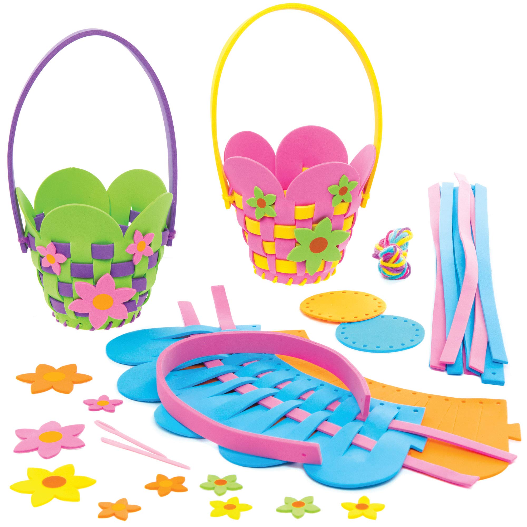 Baker Ross Flower Basket Weaving Kits - Pack of 4, Easter Crafts, Craft For Kids (AT380)