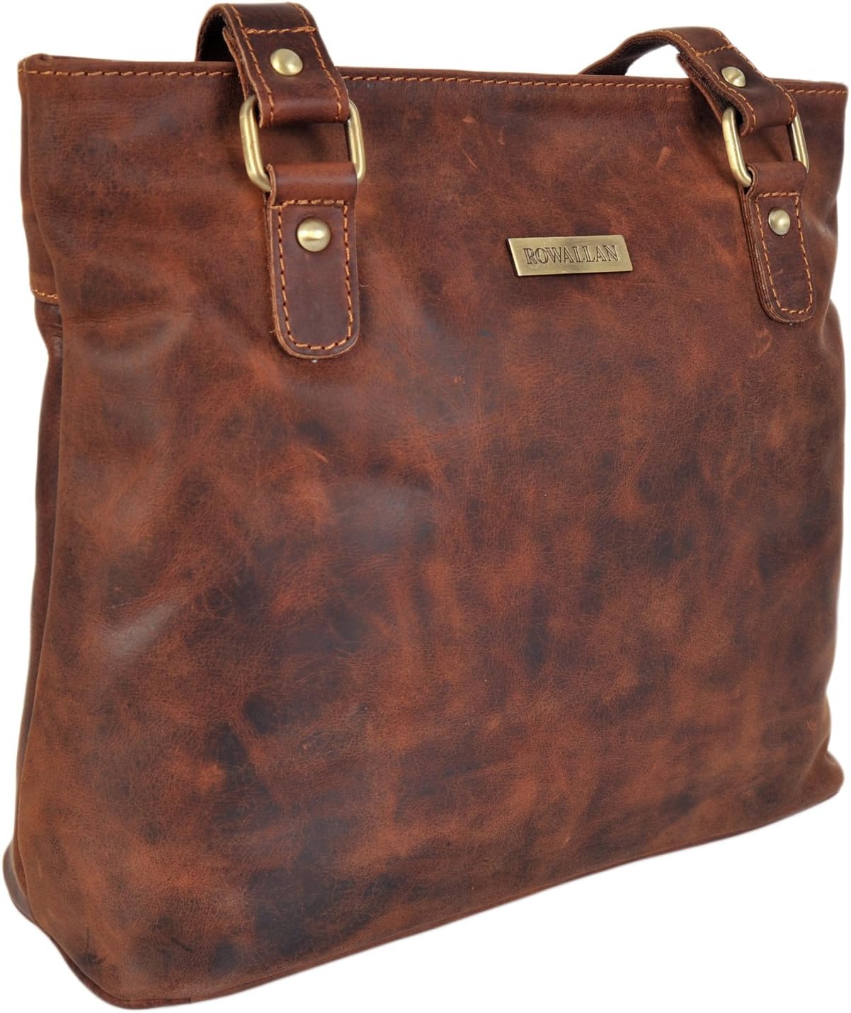 Rowallan Ladies Top Zip Oil Tan Leather Shoulder Handbag Bag 319632