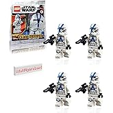 LEGO Star Wars The Clone Wars Minifigure - 501st Legion Clone Trooper with Blaster and Minifigureland Tile (75280) 4 Pack