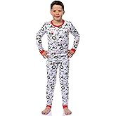 INTIMO Peanuts Boys' Girls' Unisex Christmas Santa Snoopy Charlie Brown Characters Sleep Pajama Set
