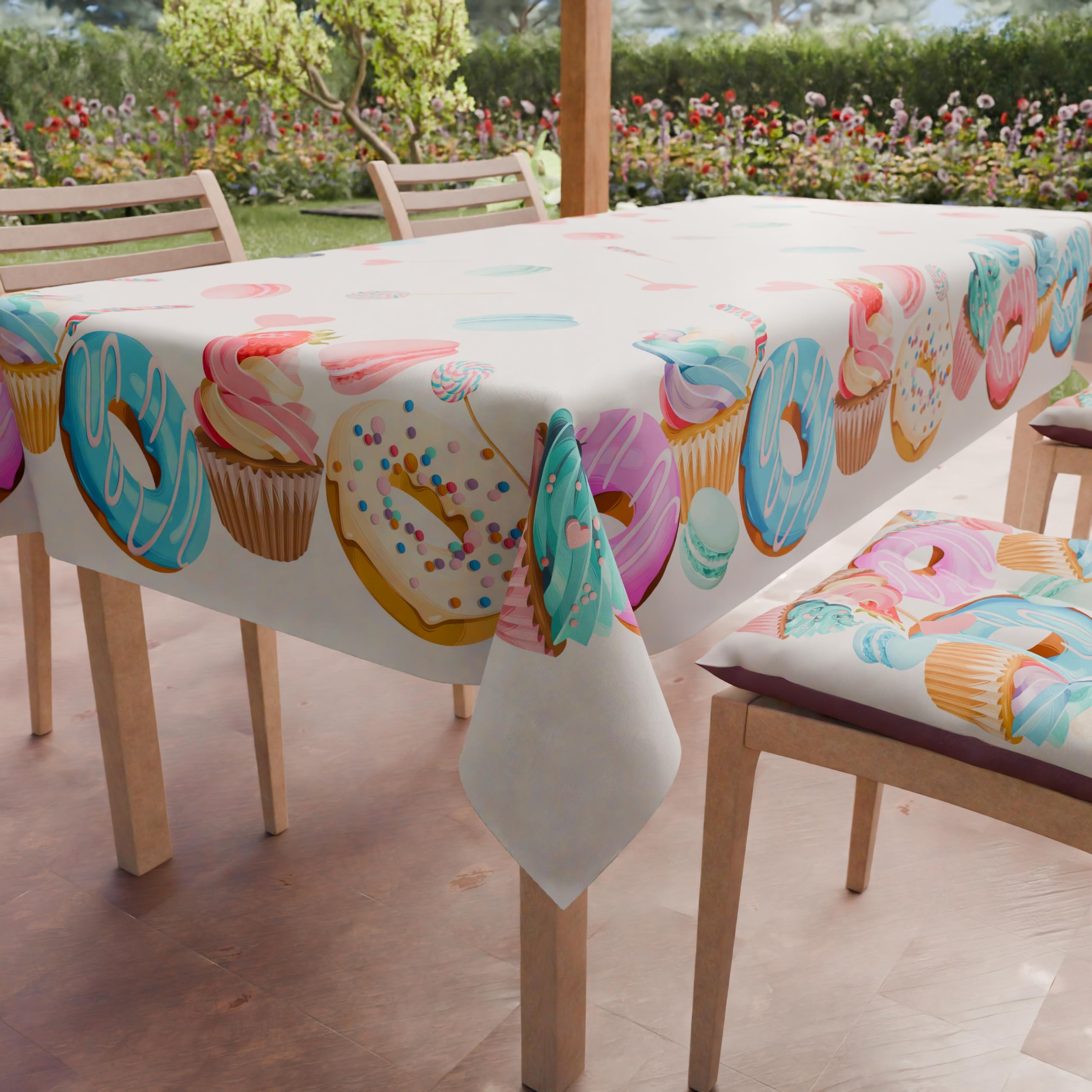 PETTI Artigiani Italiani - Stain Resistant Rectangular Tablecloth for Parties and Birthdays for Children, Kitchen Party Design 03 x 12 Seater (140 x 240 cm) 100% Made in Italy