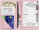 PATIKIL Server Book Organizer Rose Gold Leather Zipper Pocket Restaurant Check view 1