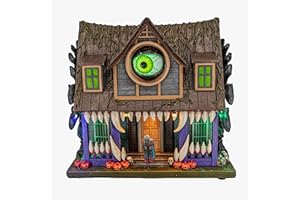 FG Square Cycloptic Manor Animated All Seeing Eye Theme Spooky Halloween Village Multi-Color LED Lights, Motion and Music 11.5" x 6.5" x 10"