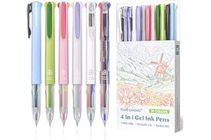 Four Candies 6 PCS Multicolor Pen, 0.5mm Colored Gel Pens, 4-in-1 Multicolor Gel Ink Pens, 18 Colors Retractable Ink for Office, School & Back to School Supplies