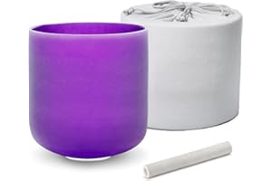 ALIOTH Purple B Note Crystal Singing Bowl Crown Chakra 6 inch with Carry Case Bag and Singing Bowl Mallet