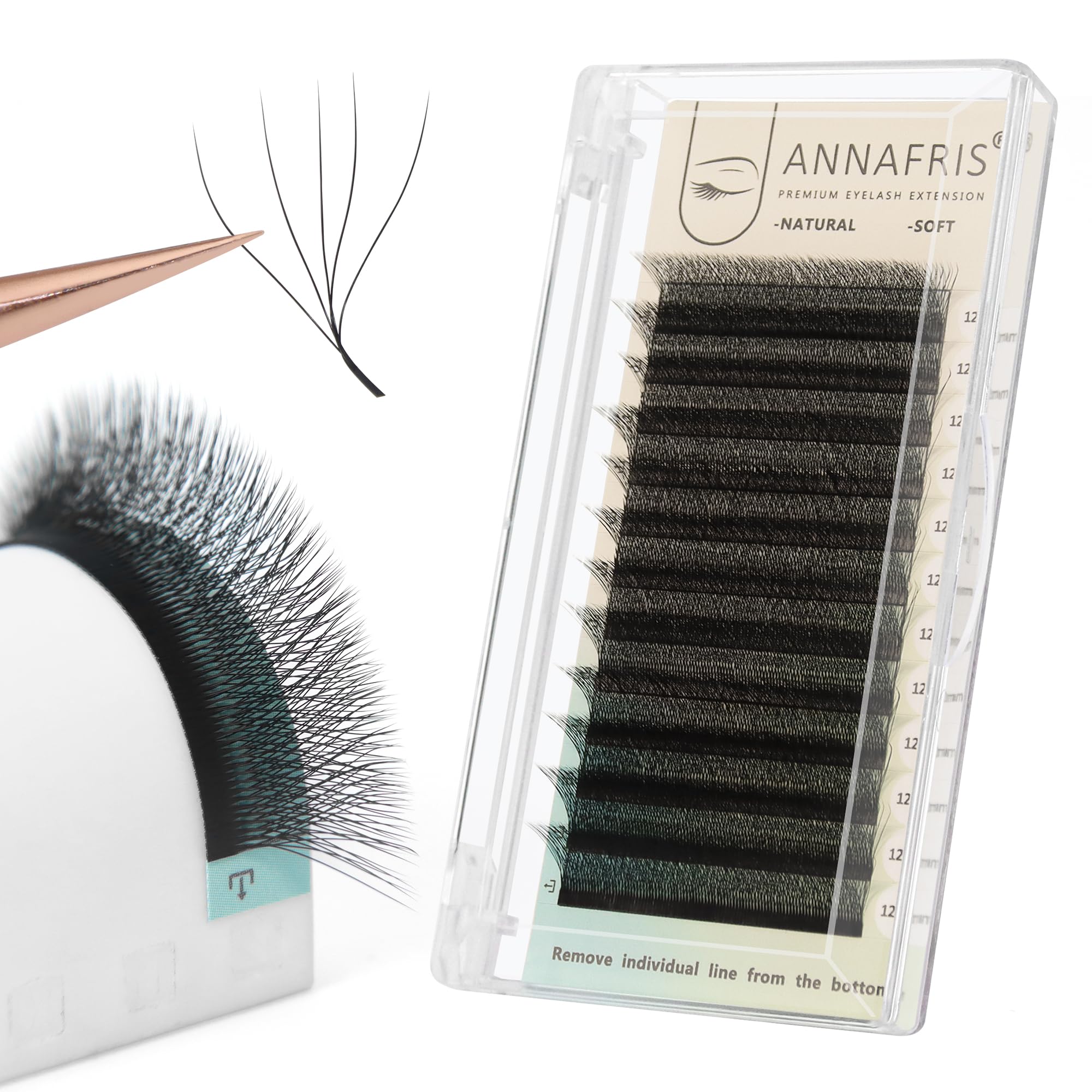 ANNAFRIS 5D W Premade Fan Lash Extension 0.07 LU Curl 8-15mm Pre Made Russian Volume Eyelash Hand Woven Lash Soft Faux Mink False Lashes(5D W 0.07 LU 8-15mm)