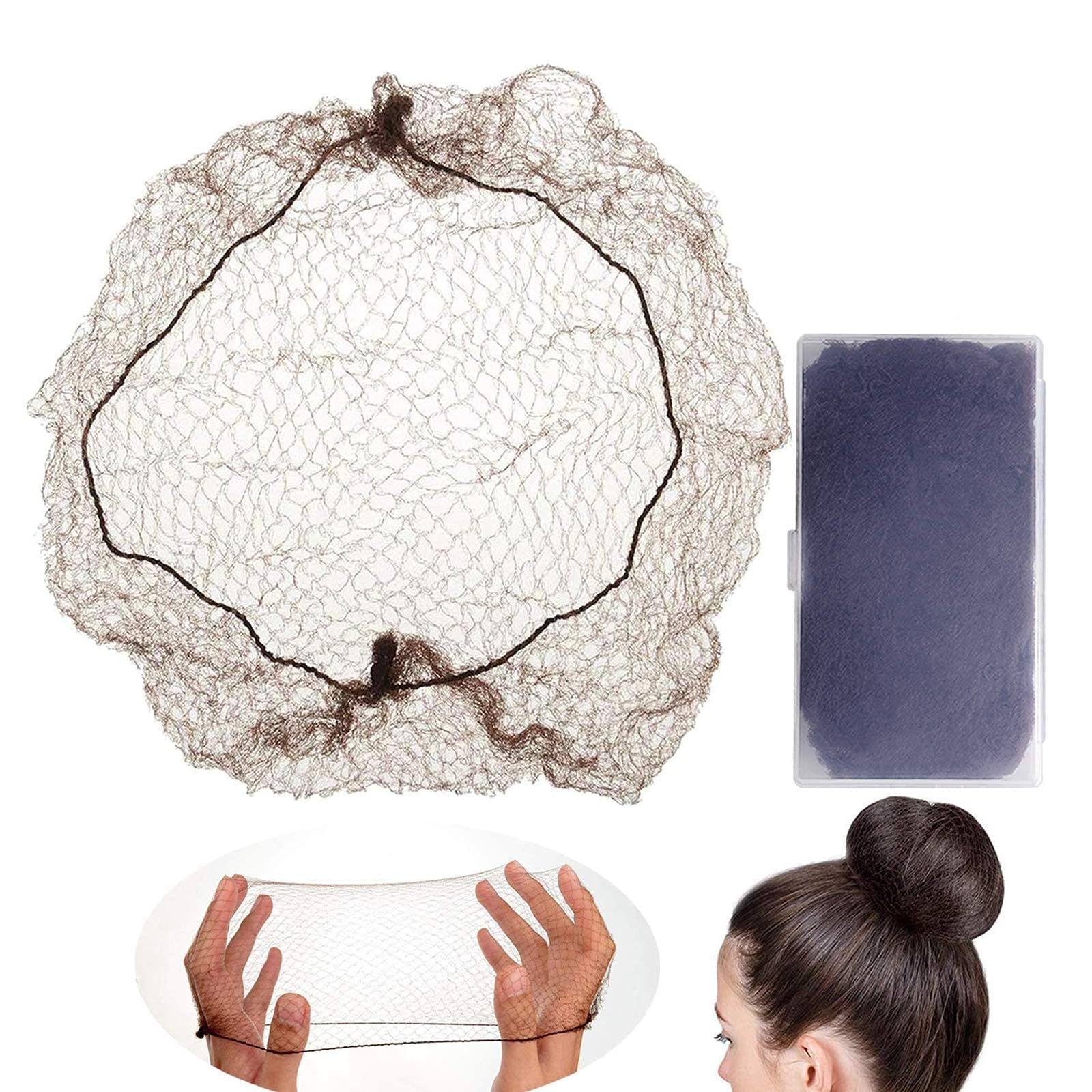Reccisokz 30 Pieces Invisible Hair Nets Elastic Edge Mesh for Wig and Hair Fixing Women's Bun Making, Coffee