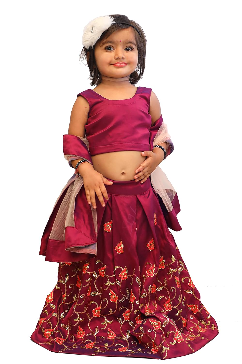 Buy Arvi Enterprise Baby Girls Taffeta Silk Full Stitched